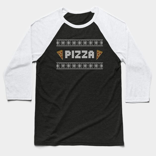 Christmas Pizza Baseball T-Shirt by LunaMay